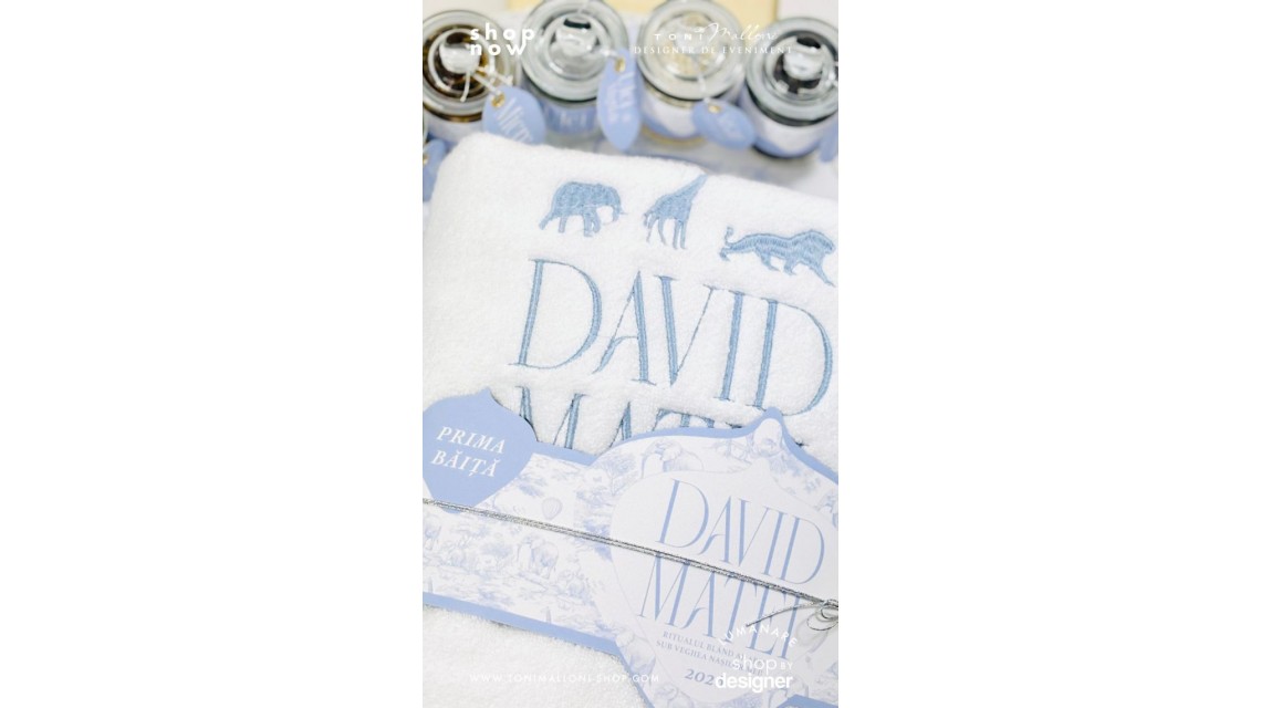 Set prima băiță după botez Safari Blue Jungle Ritualul blând al apei pentru băieți 18